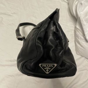 PRADA *authentic*
Black Leather Push-Lock Shoulder Bag